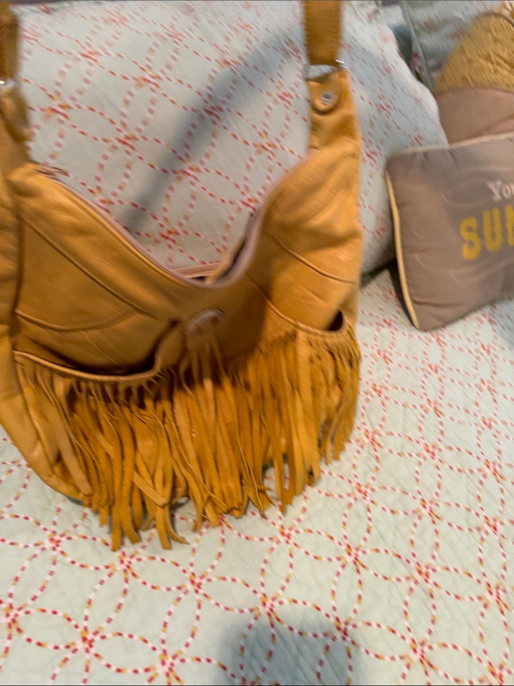 Wilsons Leather Fringe Shoulder Bag in Tan